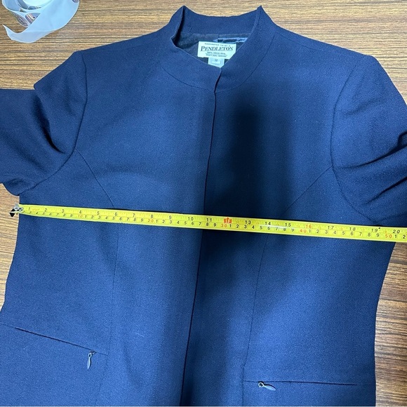 Pendleton wool Navy zip up structured jacket EUC - Picture 7 of 8